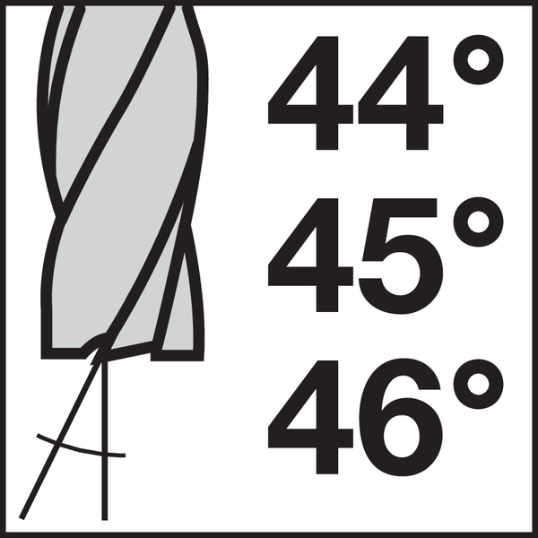 Angolo dell'elica (angolo di attacco): 44/45/46