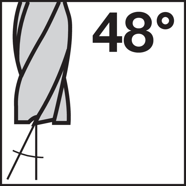 Spiralwinkel (Spanwinkel): 48